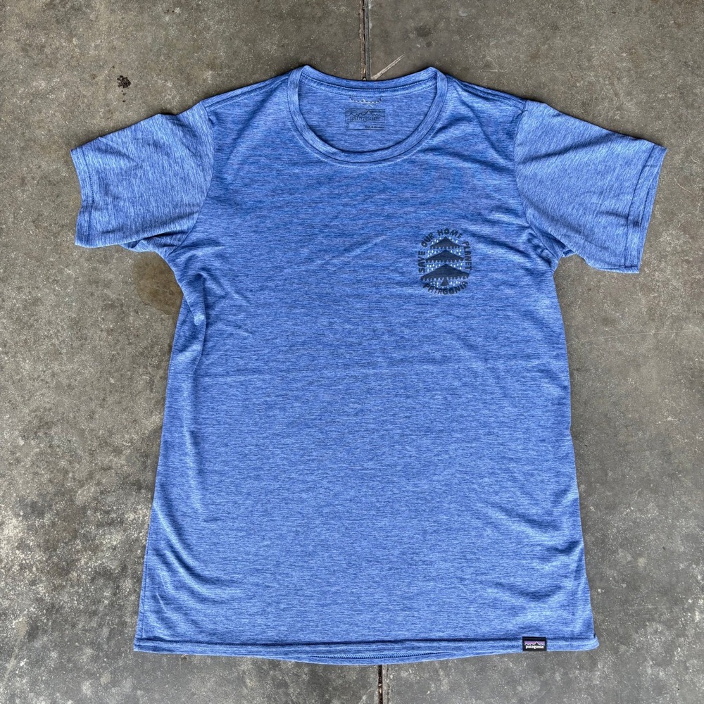 Patagonia Capilene Cool Daily T-Shirt Women's Small Current Blue Save Our Planet